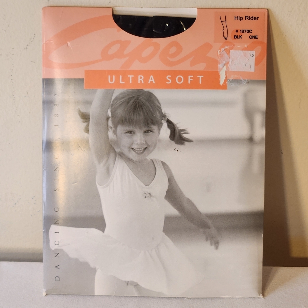 8 Capezio Ultra Soft Hip Rider #1870C Black Tights One Size Dance New